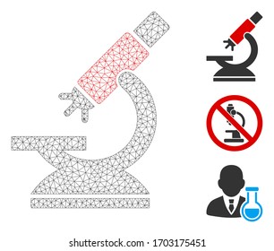 Mesh labs microscope polygonal icon vector illustration. Abstraction is based on labs microscope flat icon. Triangular mesh forms abstract labs microscope flat carcass.