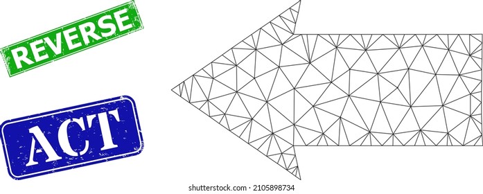 Mesh left direction image, and Reverse blue and green rectangular corroded seal prints. Polygonal carcass image designed with left direction pictogram.