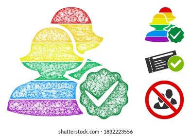 Malla para la ilustración vectorial de icono web poligonal lesbiana. El modelo se basa en un icono plano para lesbianas. Forma de malla triangular abstracta para modelo plano lésbico.