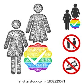 Mesh for lesbians polygonal web icon vector illustration. Carcass model is based on for lesbians flat icon. Triangle network forms abstract for lesbians flat model.