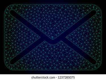 Mesh letter polygonal illustration. Abstract mesh lines, triangles and points on dark background with letter. Wire frame 2D polygonal line network in vector format on a dark blue background.