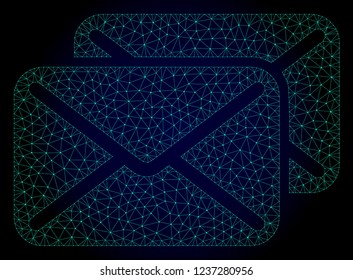 Mesh letters polygonal illustration. Abstract mesh lines, triangles and points on dark background with letters. Wire frame 2D polygonal line network in vector format on a dark blue background.