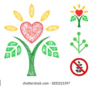 Mesh life polygonal web 2d vector illustration. Carcass model is based on life flat icon. Triangle mesh forms abstract life flat carcass.