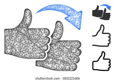 Mesh like for like polygonal web icon vector illustration. Carcass model is based on like for like flat icon. Triangle net forms abstract confirmation flat model.