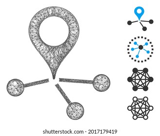 La ubicación de malla vincula la ilustración vectorial de icono web. El modelo de canales se basa en los enlaces de ubicación de un icono plano. La malla forma la ubicación abstracta vincula el modelo plano.