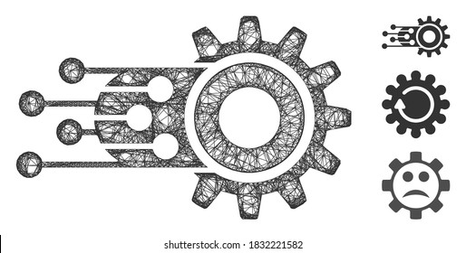 Mesh machine learning polygonal web 2d vector illustration. Carcass model is based on machine learning flat icon. Triangular network forms abstract machine learning flat model.