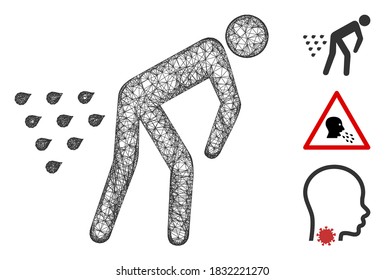 Mesh man Durchfall polygonal Web-Symbol Vektorgrafik. Die Abstraktion basiert auf menschlichem Durchfall eine flache Ikone. Dreieckige Maschen bilden abstrakte menschliche Diarrhoe flacher Schlachtkörper.
