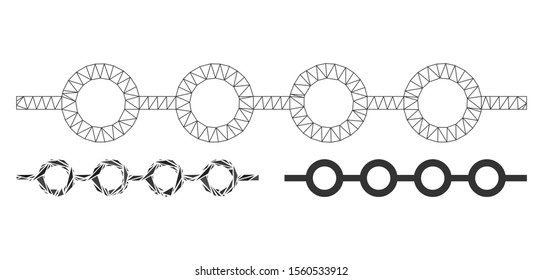 Mesh marked line model with triangle mosaic icon. Wire frame triangular mesh of marked line. Vector composition of triangle parts in various sizes, and color hues. Abstract flat mesh marked line,