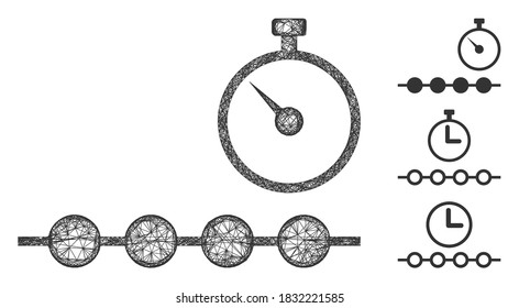 Mesh marked time line polygonal web icon vector illustration. Model is based on marked time line flat icon. Triangle mesh forms abstract marked time line flat model.