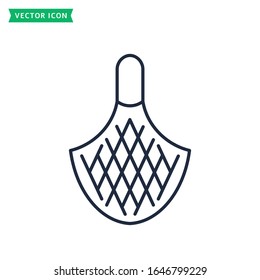 Mesh market bag - line icon isolated on a white background. Zero waste concept. Outline symbol of eco-friendly reusable string-bag. Vector sign.