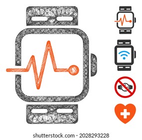 Mesh medical watches web icon vector illustration. Model is based on medical watches flat icon. Mesh forms abstract medical watches flat model.