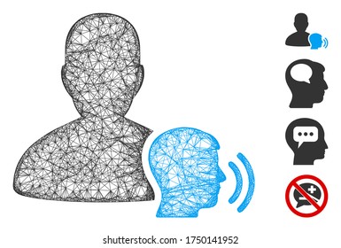 Mesh medium web symbol vector illustration. Carcass model is based on medium flat icon. Network forms abstract medium flat model. wireframe flat line network isolated on a white background.