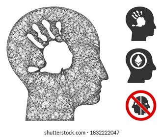 Mesh mental imprinting polygonal web 2d vector illustration. Carcass model is based on mental imprinting flat icon. Triangle network forms abstract mental imprinting flat model.