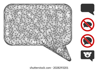 Mesh message cloud web icon vector illustration. Abstraction is based on message cloud flat icon. Mesh forms abstract message cloud flat carcass.