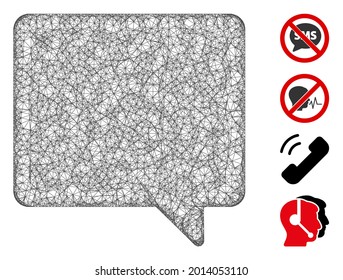 Mesh message web symbol vector illustration. Carcass model is based on message flat icon. Network forms abstract message flat carcass. Wire frame flat web network isolated on a white background.