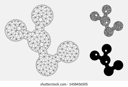 Mesh microbes model with triangle mosaic icon. Wire frame triangular mesh of microbes. Vector composition of triangle elements in various sizes, and color hues. Abstract flat mesh microbes,