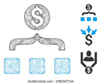 Mesh money aggregator polygonal web symbol vector illustration. Model is based on money aggregator flat icon. Triangle mesh forms abstract money aggregator flat model.