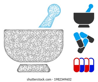 Mesh Mörtel polygonal Web-Symbol Vektorgrafik. Das Modell des Schlachtkörpers basiert auf dem flachen Mörtel. Dreieckige Maschen bilden abstraktes Mörtel-Flachmodell.