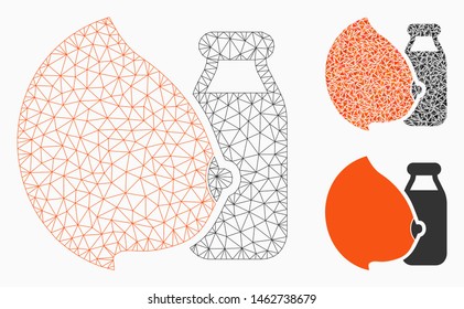 Mesh mother milk model with triangle mosaic icon. Wire carcass polygonal mesh of mother milk. Vector mosaic of triangles in different sizes, and color tinges. Abstract flat mesh mother milk,