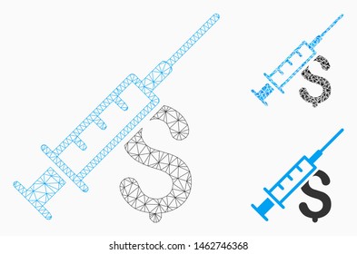 Mesh narcotic business model with triangle mosaic icon. Wire frame polygonal mesh of narcotic business. Vector mosaic of triangle parts in different sizes, and color tinges.