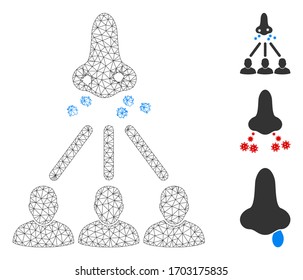 Mesh Nasenvirus verbreitet polygonale Icon Vektorillustration Illustration. Das Schlachtkörpermodell wird aus dem Nasenvirus, das flache Icon verbreitet, erstellt. Das Dreiecksnetz bildet abstraktes nasales Virus verbreitet flaches Modell.