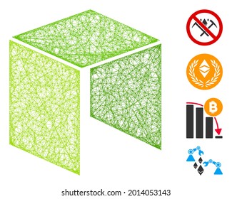 Mesh neo currency web icon vector illustration. Carcass model is created from neo currency flat icon. Mesh forms abstract neo currency flat carcass.