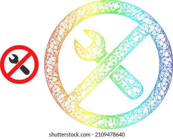 Mesh net do not repair model icon with rainbow gradient. Bright frame mesh do not repair icon. Flat model created from do not repair icon and intersected lines.
