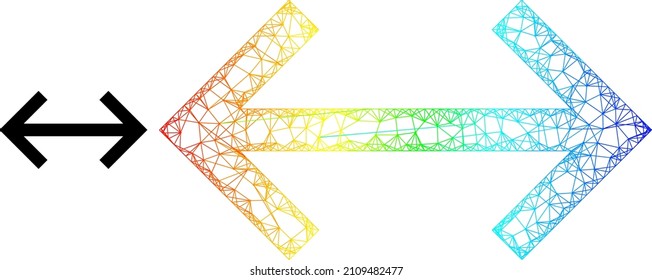 Mesh net exchange arrows framework icon with rainbow gradient. Colored carcass mesh exchange arrows icon. Flat mesh created from exchange arrows icon and crossed lines.