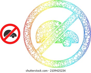 Mesh Net Stop Private Car Frame Icon With Rainbow Gradient.  Flat Frame Created From Stop Private Car Icon And Crossed Lines.