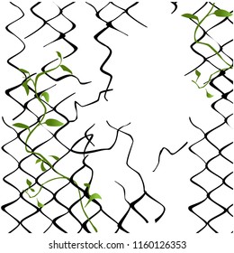 Mesh netting Torn. Rabitz with hole. Mesh fence Ripped background. Vector illustration
