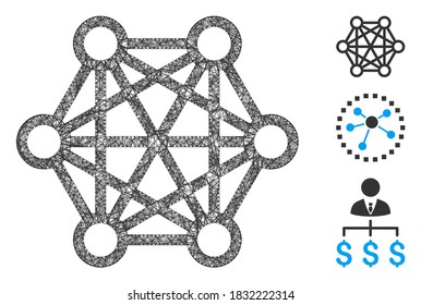 Mesh network connections polygonal web icon vector illustration. Model is based on network connections flat icon. Triangle network forms abstract network connections flat carcass.