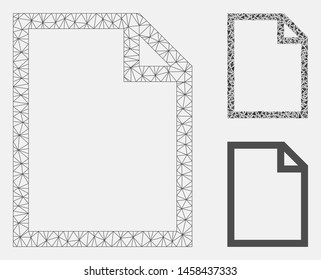 Mesh new file model with triangle mosaic icon. Wire frame polygonal mesh of new file. Vector mosaic of triangle elements in various sizes, and color tints. Abstract 2d mesh new file,