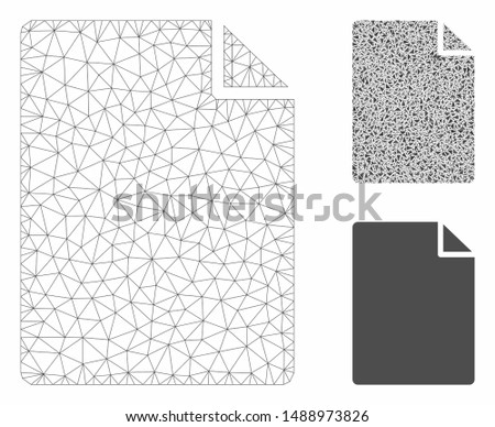 Mesh new file model with triangle mosaic icon. Wire carcass polygonal mesh of new file. Vector mosaic of triangles in variable sizes, and color tones. Abstract 2d mesh new file,
