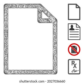 Mesh new file web 2d vector illustration. Carcass model is based on new file flat icon. Network forms abstract new file flat carcass. Wire frame flat web network isolated on a white background.