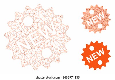 Mesh new model with triangle mosaic icon. Wire frame triangular mesh of new. Vector mosaic of triangle parts in variable sizes, and color shades. Abstract 2d mesh new, designed with triangular grid.