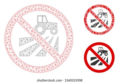 Mesh no agriculture field model with triangle mosaic icon. Wire carcass triangular mesh of no agriculture field. Vector collage of triangle elements in variable sizes, and color shades.