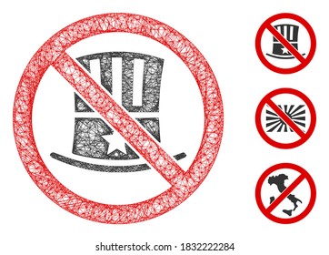 Mesh no american polygonal web 2d vector illustration. Model is created from no american flat icon. Triangle mesh forms abstract no american flat model.