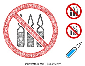 Mesh no ampoules polygonal web icon vector illustration. Abstraction is based on no ampoules flat icon. Triangle mesh forms abstract no ampoules flat carcass.