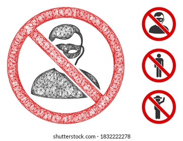 Mesh no anonymous polygonal web 2d vector illustration. Carcass model is based on no anonymous flat icon. Triangular mesh forms abstract no anonymous flat carcass.