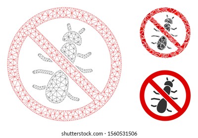 Mesh no ant model with triangle mosaic icon. Wire frame triangular mesh of no ant. Vector mosaic of triangles in different sizes, and color tones. Abstract flat mesh no ant,