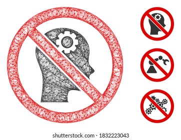 Mesh no artificial intelligence polygonal web icon vector illustration. Model is based on no artificial intelligence flat icon. Triangular mesh forms abstract no artificial intelligence flat model.