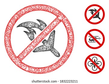 Mesh No Aviation Accidents Polygonal Web Icon Vector Illustration. Carcass Model Is Based On No Aviation Accidents Flat Icon. Triangle Mesh Forms Abstract No Aviation Accidents Flat Carcass.