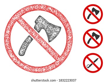 Mesh no axe polygonal web icon vector illustration. Carcass model is based on no axe flat icon. Triangular network forms abstract no axe flat carcass.