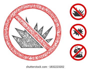 Mesh no bang polygonal web icon vector illustration. Abstraction is based on no bang flat icon. Triangle mesh forms abstract no bang flat carcass.