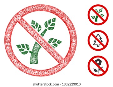 Mesh no botany polygonal web icon vector illustration. Model is created from no botany flat icon. Triangle network forms abstract no botany flat model.