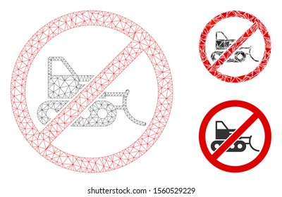 Mesh no bulldozer model with triangle mosaic icon. Wire carcass triangular mesh of no bulldozer. Vector mosaic of triangle parts in different sizes, and color tones. Abstract 2d mesh no bulldozer,