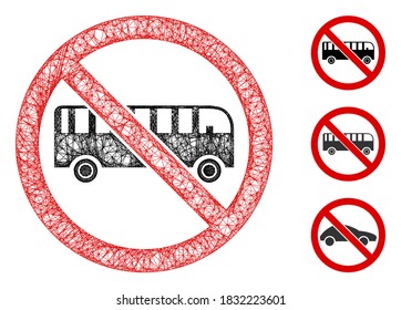 Mesh no bus polygonal web icon vector illustration. Model is based on no bus flat icon. Triangle network forms abstract no bus flat carcass.