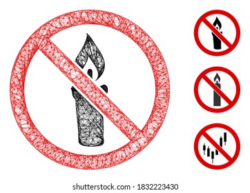 Mesh no candle polygonal web icon vector illustration. Model is based on no candle flat icon. Triangle net forms abstract no candle flat model.
