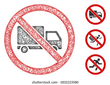 Mesh no cargo delivery polygonal web 2d vector illustration. Carcass model is based on no cargo delivery flat icon. Triangle net forms abstract no cargo delivery flat carcass.