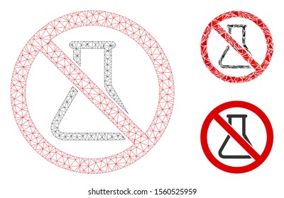 Mesh no chemistry model with triangle mosaic icon. Wire frame polygonal mesh of no chemistry. Vector collage of triangle parts in variable sizes, and color hues. Abstract 2d mesh no chemistry,